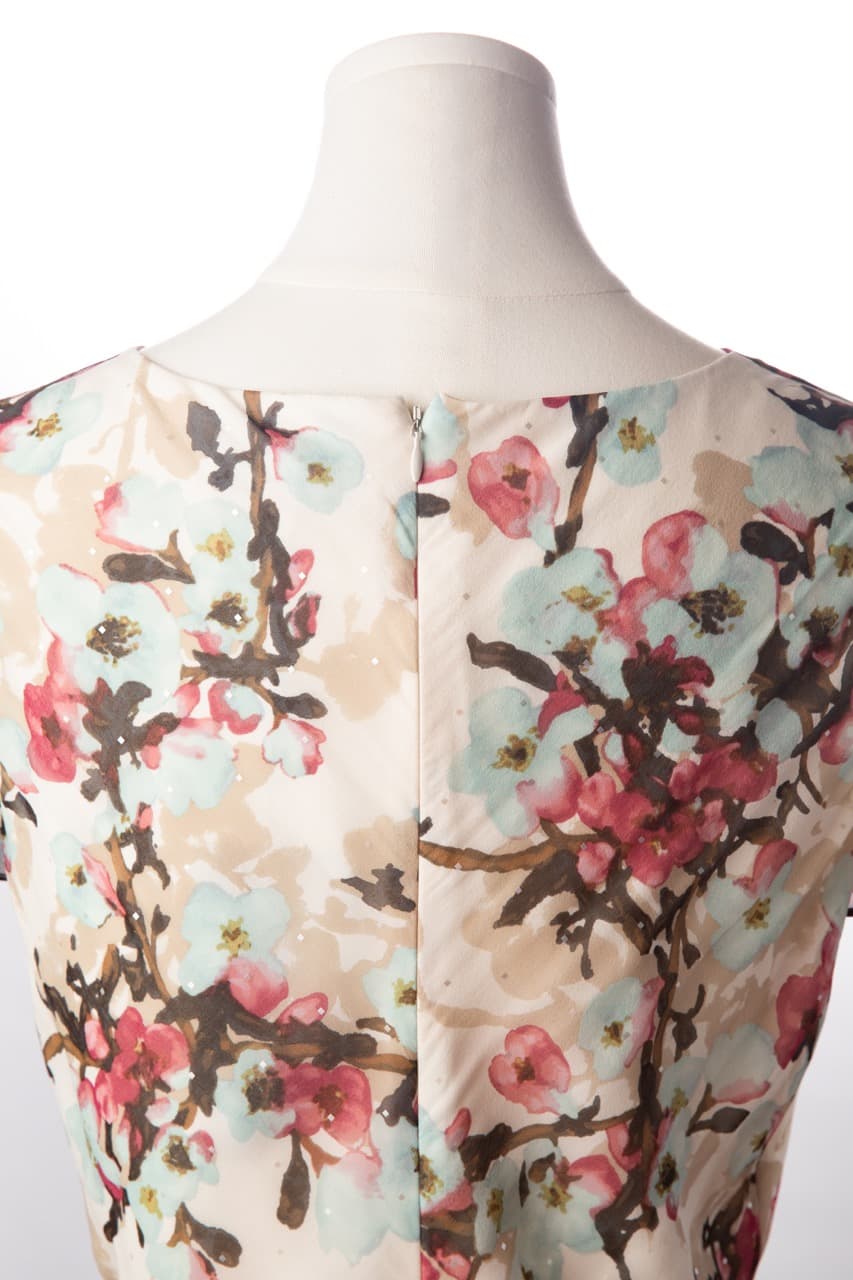 St. John Evening Silk Watercolor Floral Midi Dress