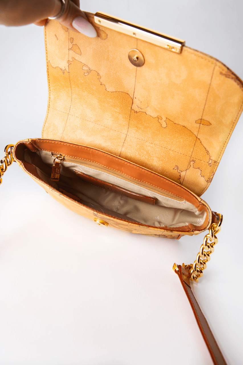 Alviero Martini 1A Classe Geo Classic Map-Print Chain Crossbody Bag