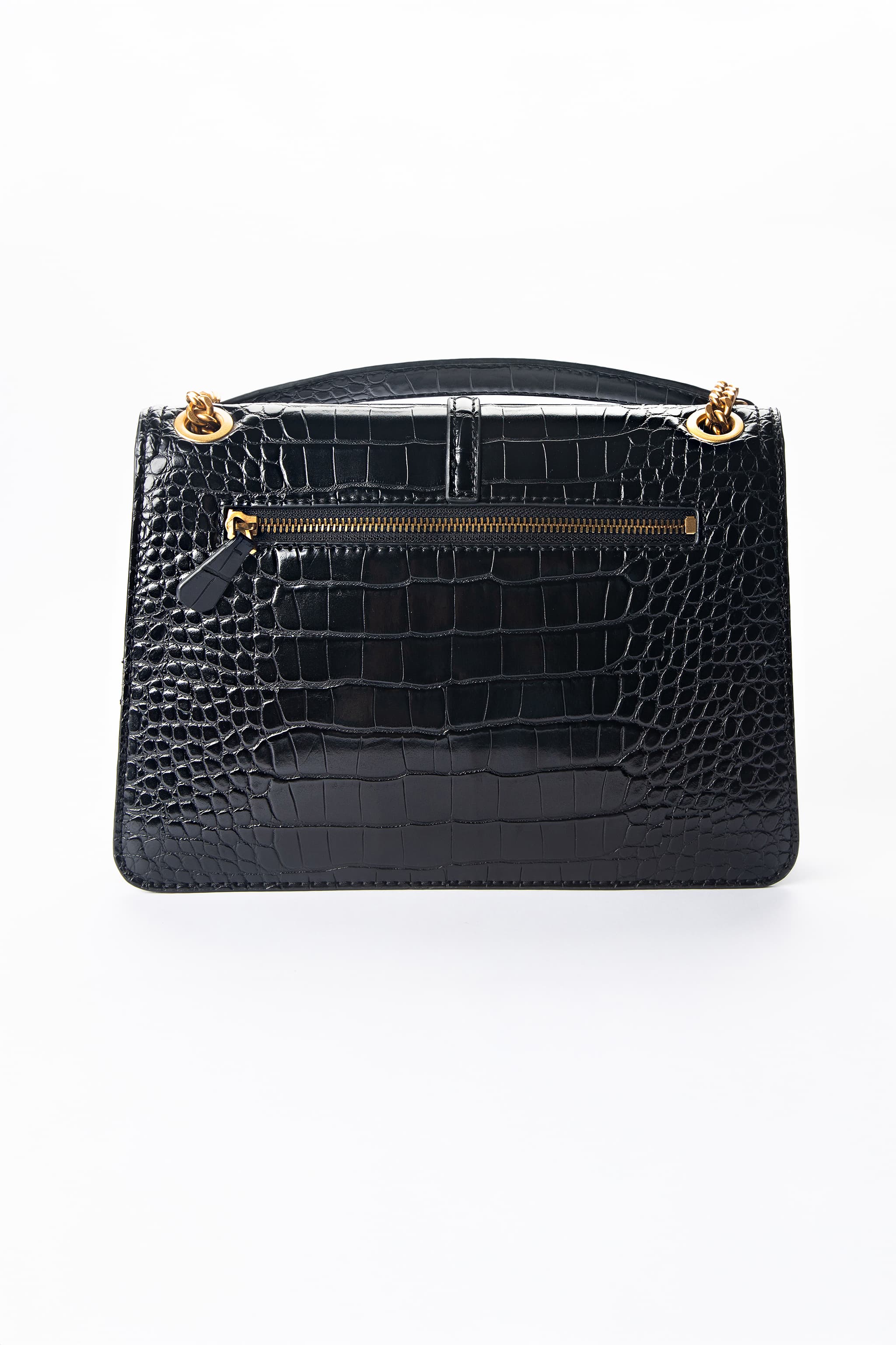 GUESS Black Croc-Embossed Chain Crossbody Bag