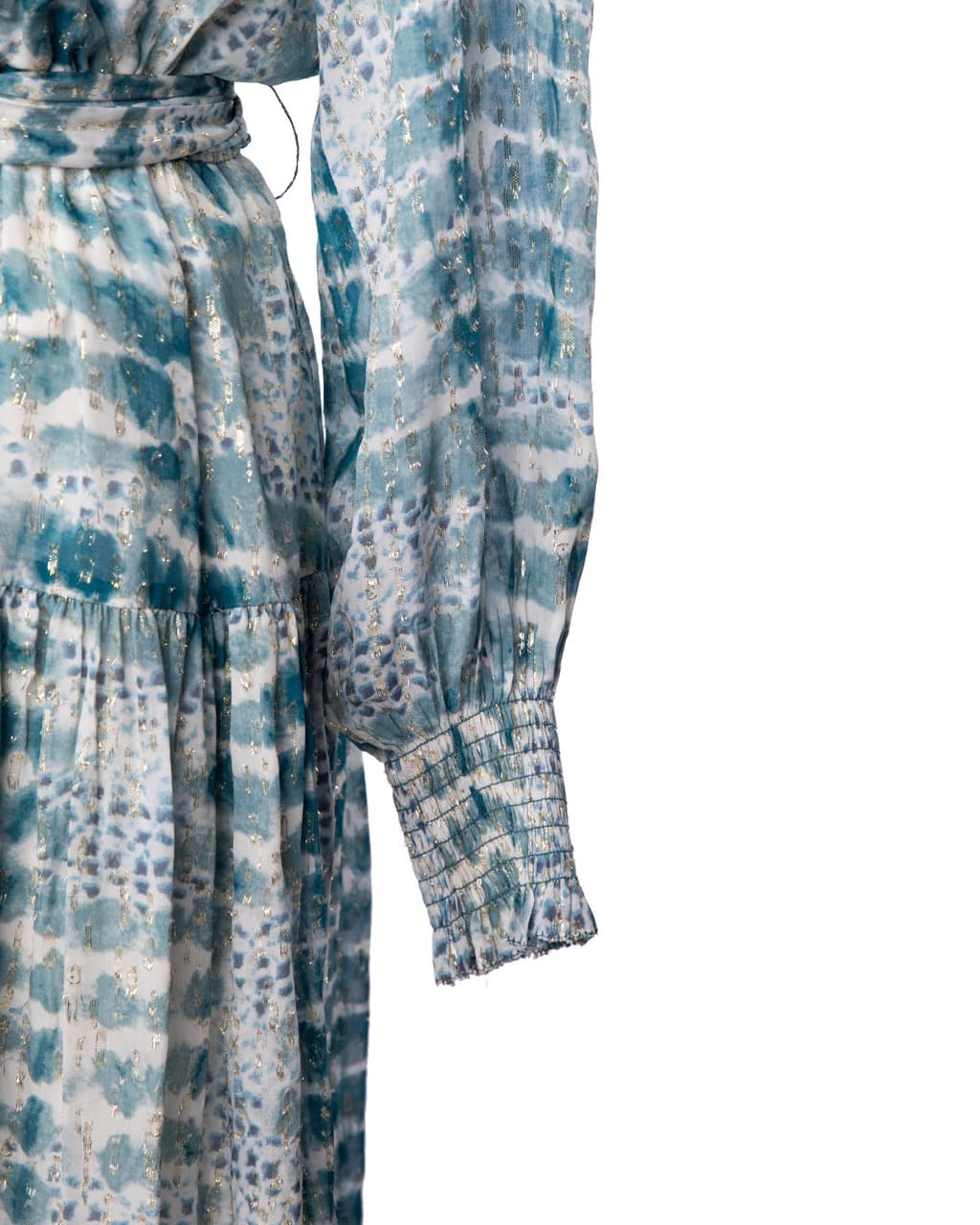 Suncoo Paris Metallic Tie-Dye Wrap Dress | Belted Long Sleeve