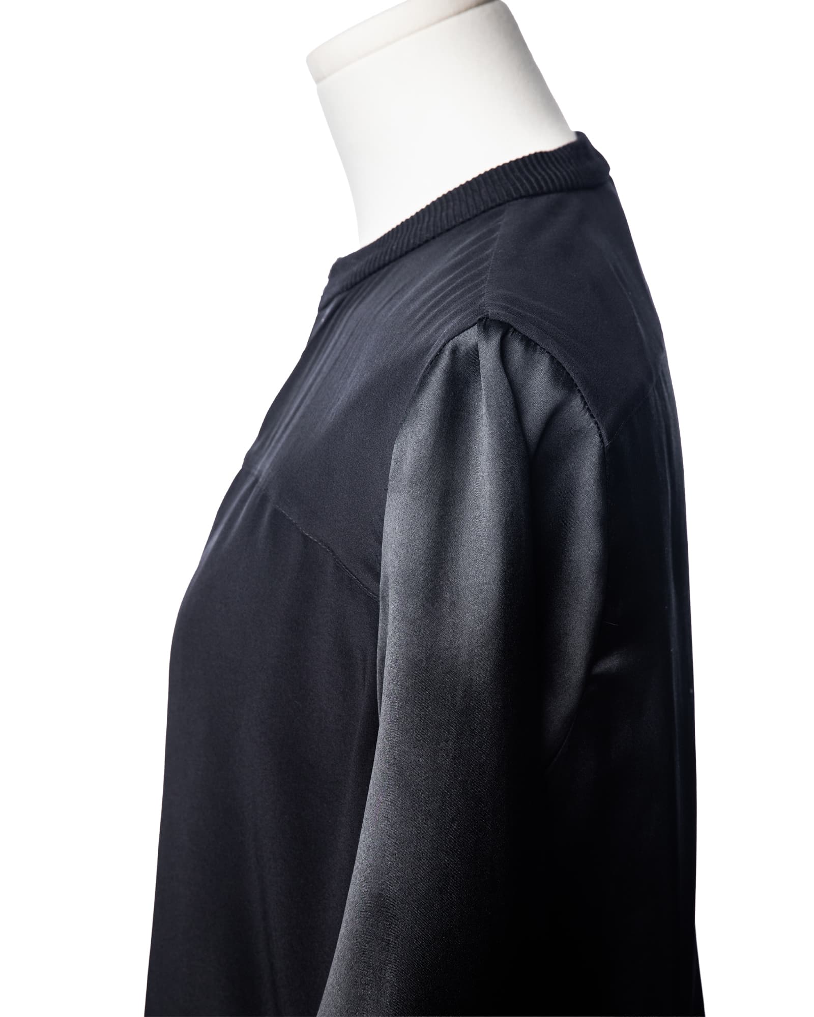 Misook Black Silk Zip-Front Longline Blouse Tunic