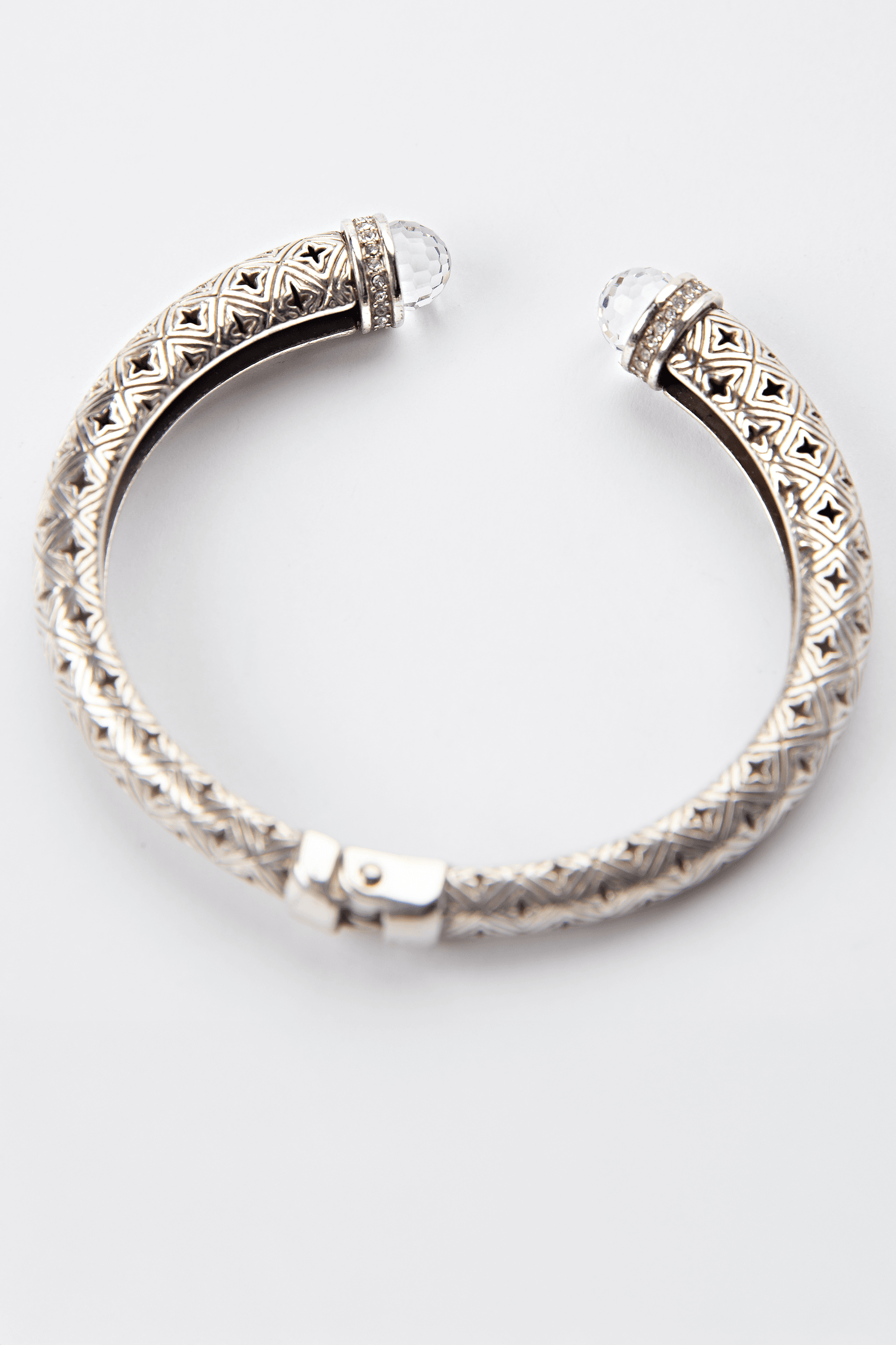 Crystal Cap Hinged Statement Cuff Bracelet