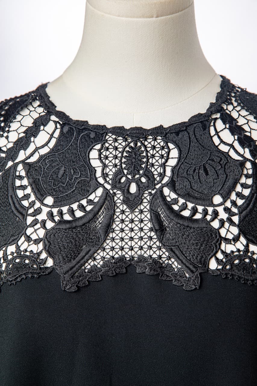 Jonathan Simkhai Black Cold Shoulder Lace Shift Dress
