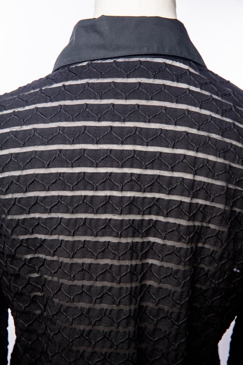 Rayure Paris Noir Semi-Sheer Textured Zip Top