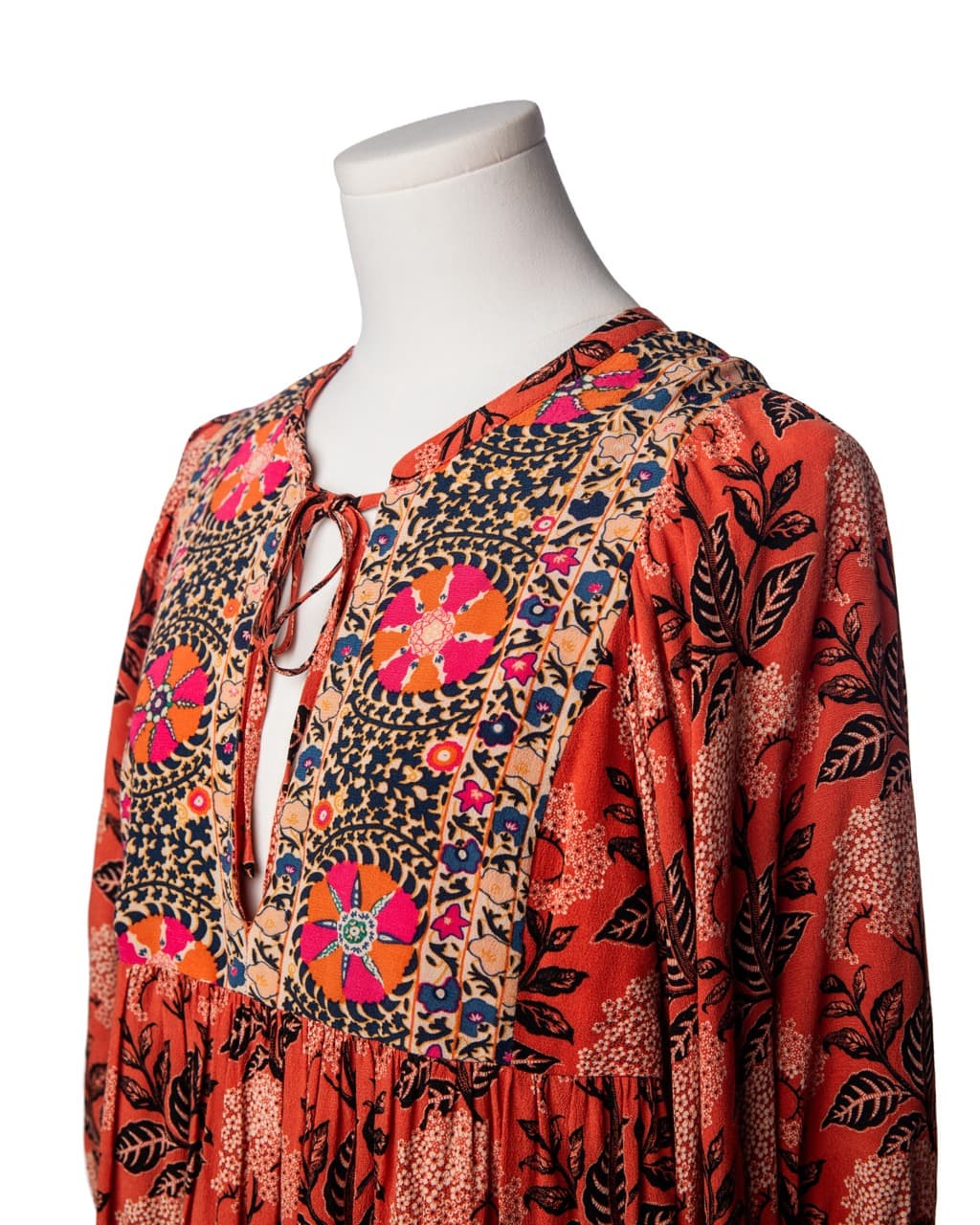 Ba&sh Rust Floral Boho Mini Dress