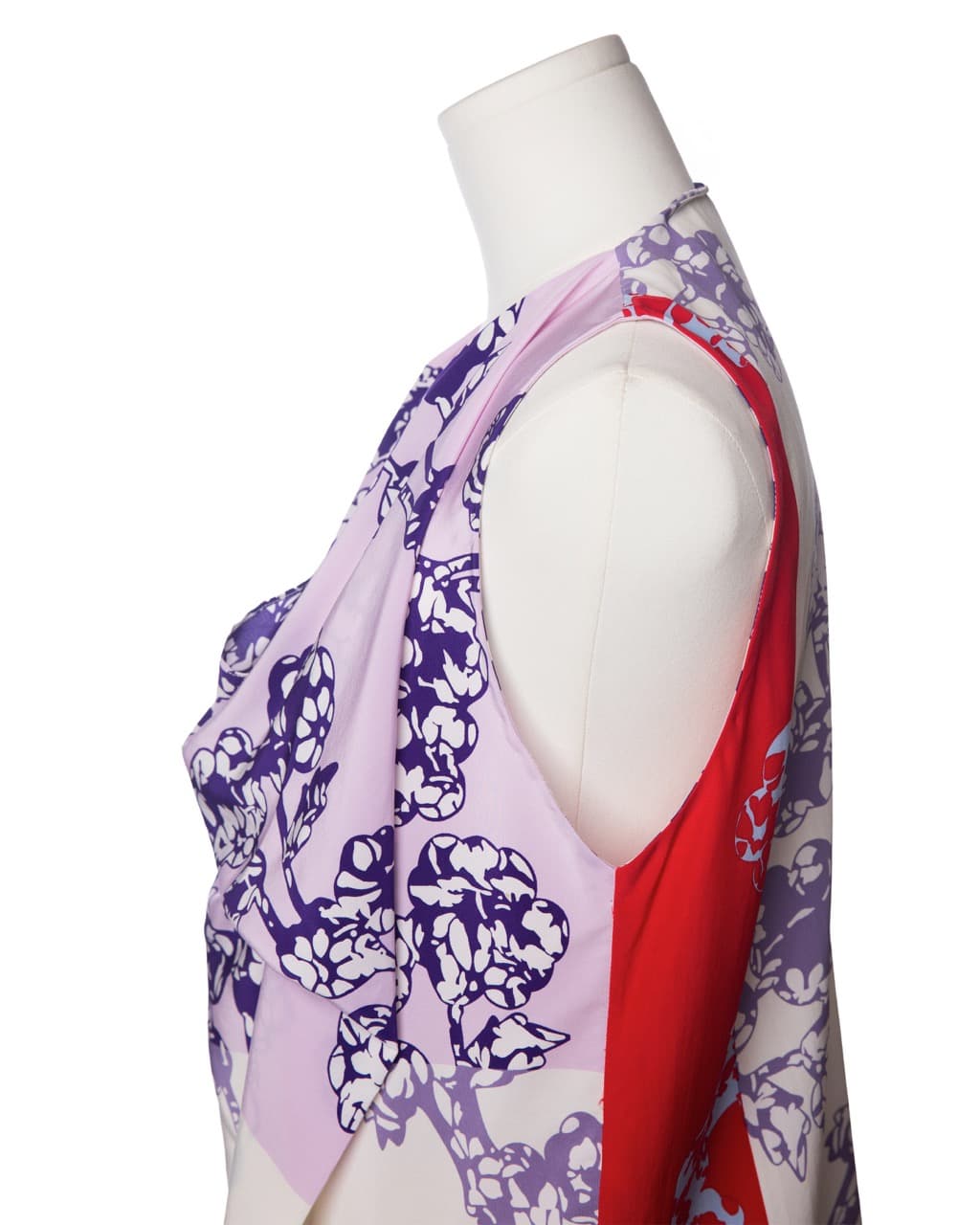 Diane von Furstenberg Silk Floral Draped Sleeveless Blouse