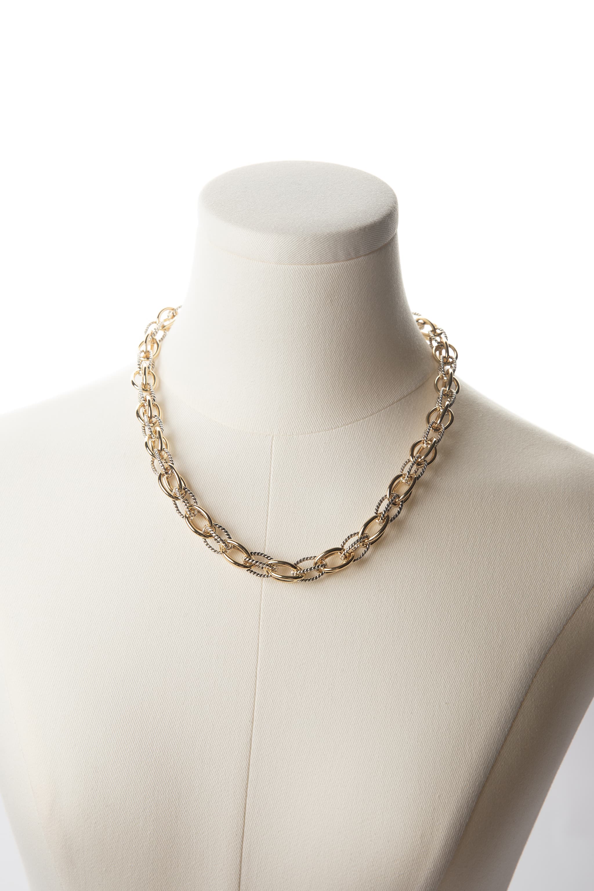 Two-Tone Textured Link Statement Necklace