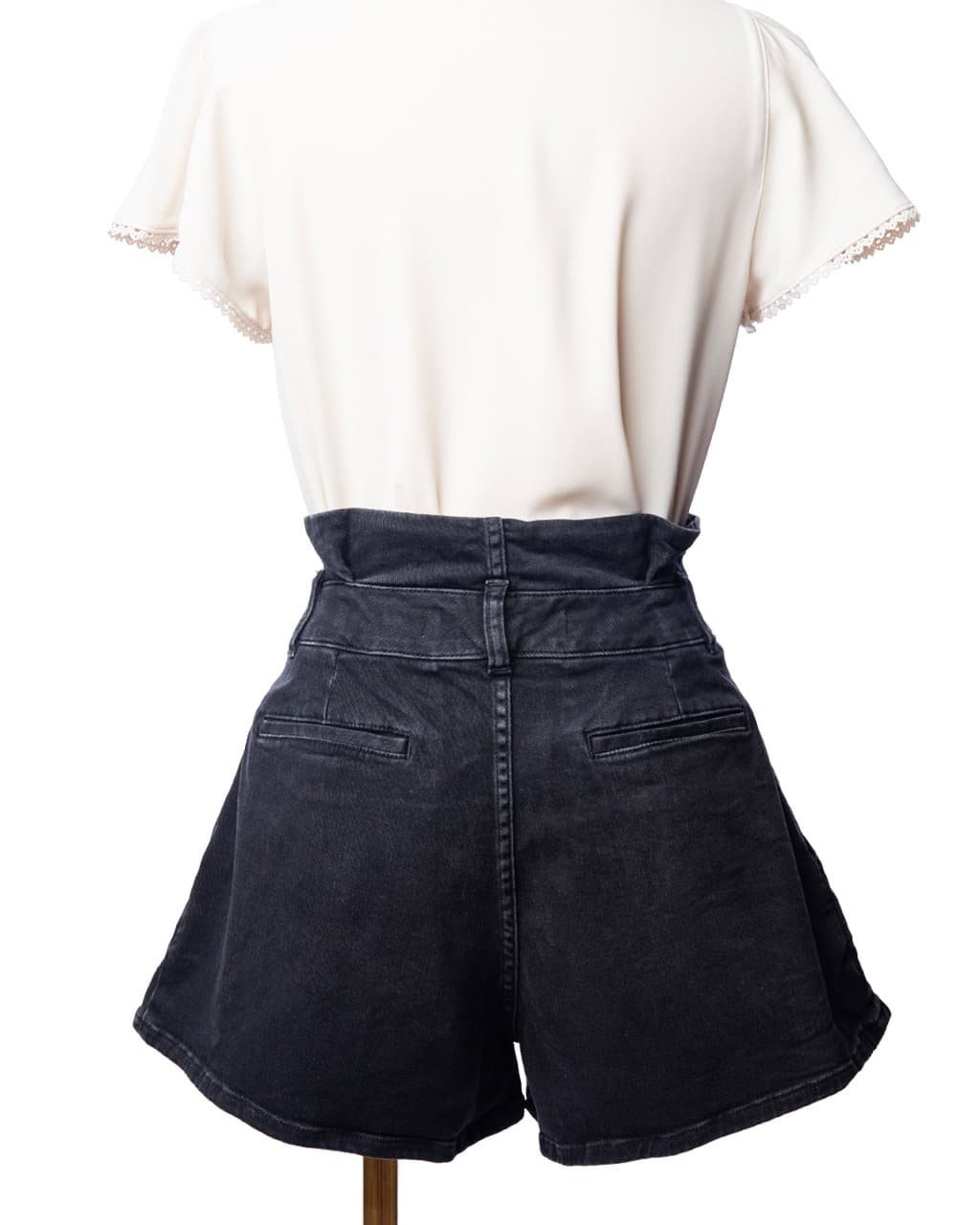 IRO Paris Tocey Zip-Detailed High-Waist Washed Black Denim Shorts