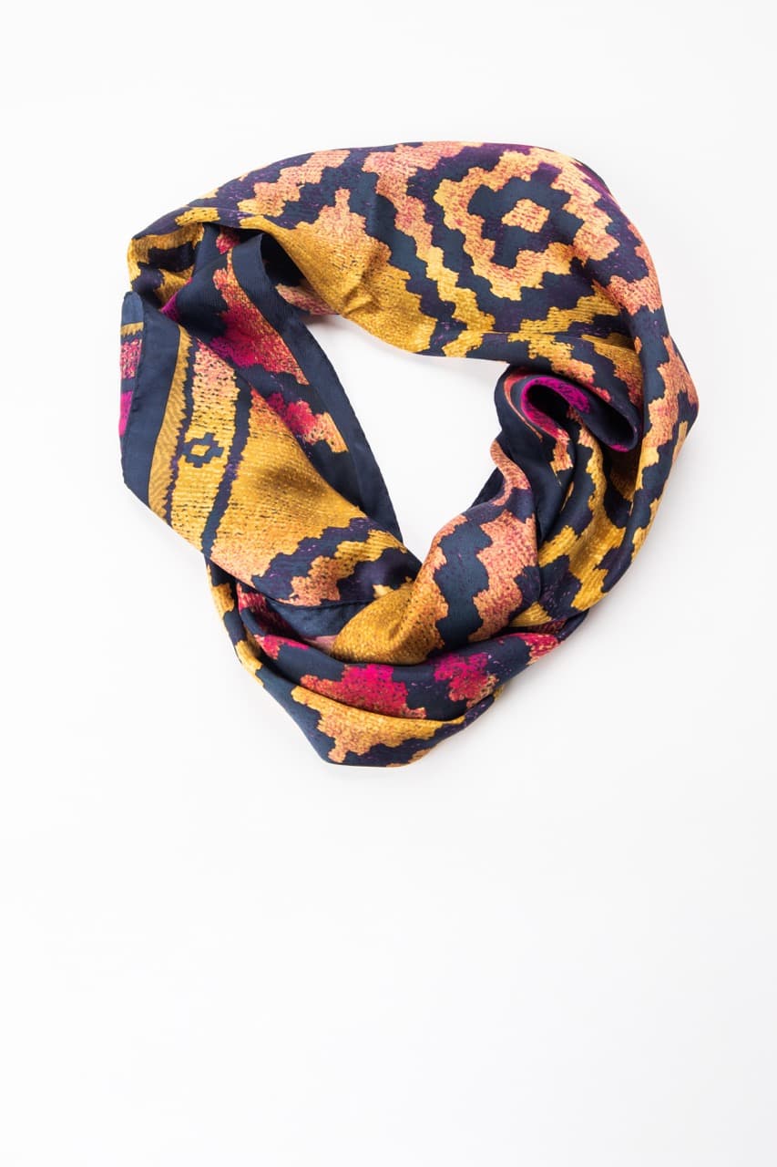 Adrienne Landau Studio Silk Abstract Animal Print Square Scarf