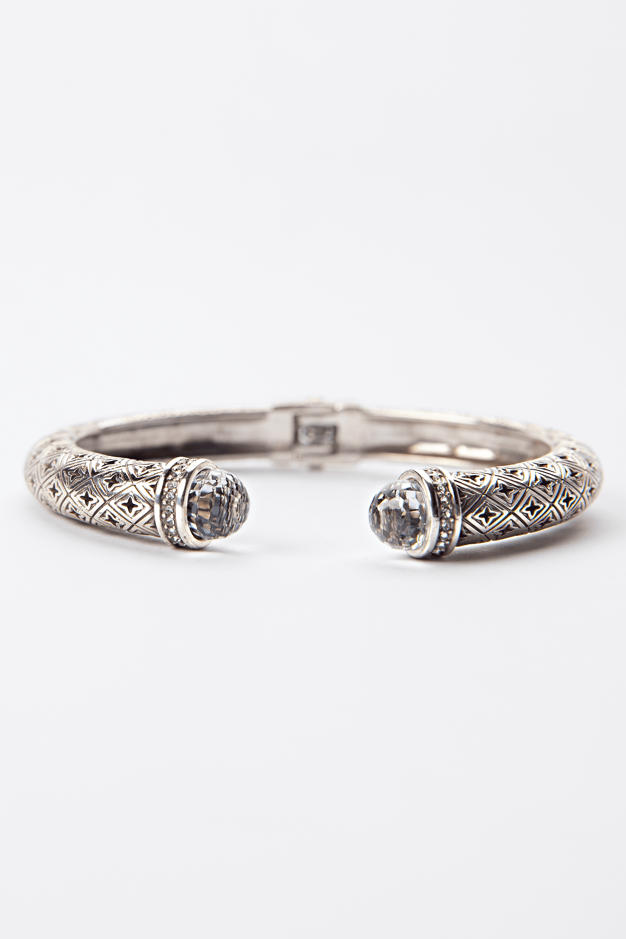 Crystal Cap Hinged Statement Cuff Bracelet