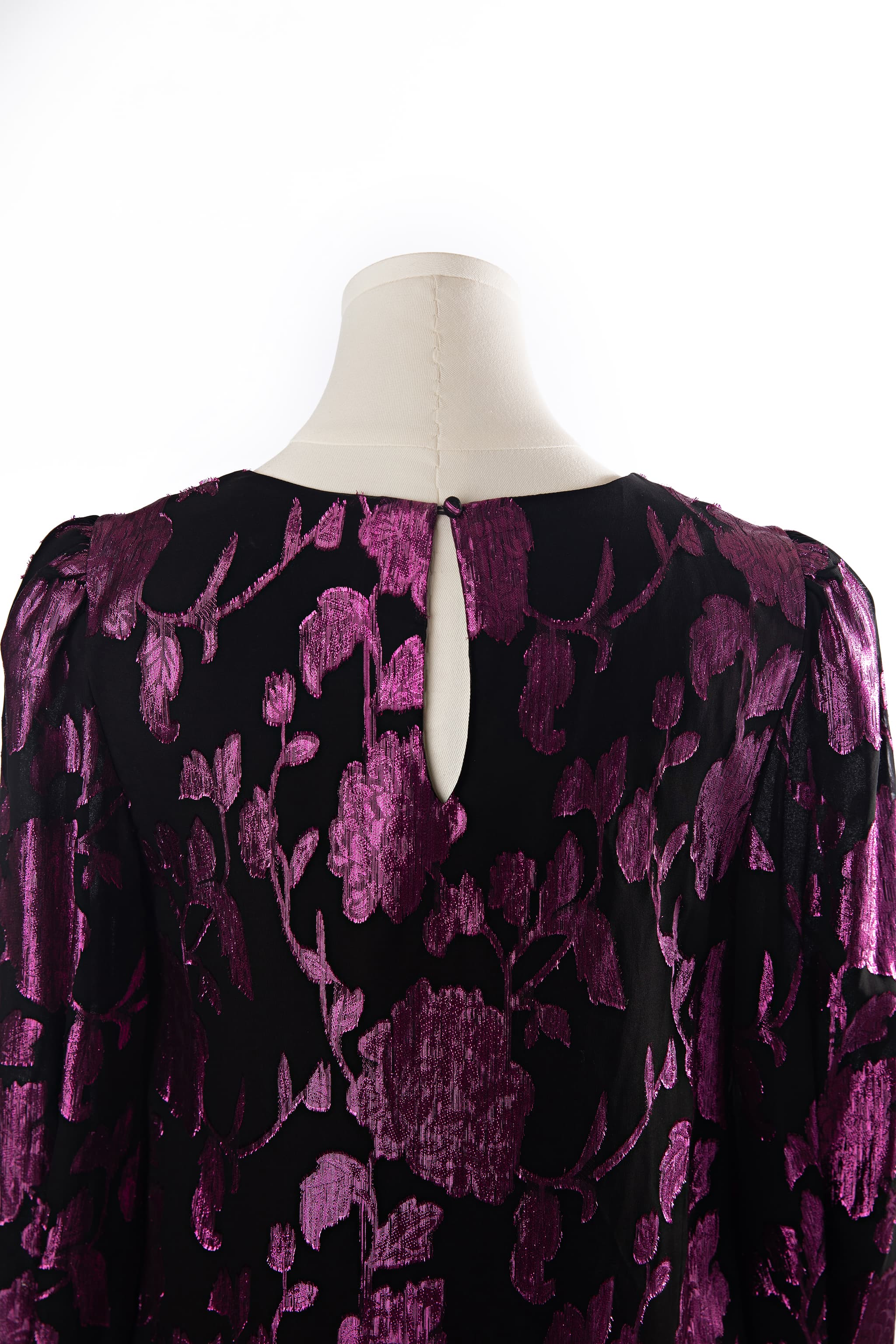 Milly Metallic Floral Chiffon Shift Dress