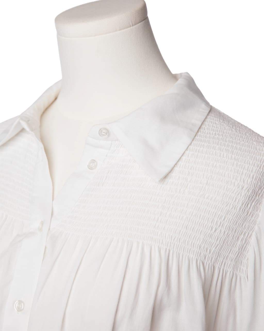 Munthe White Smocked Cotton Tunic Blouse
