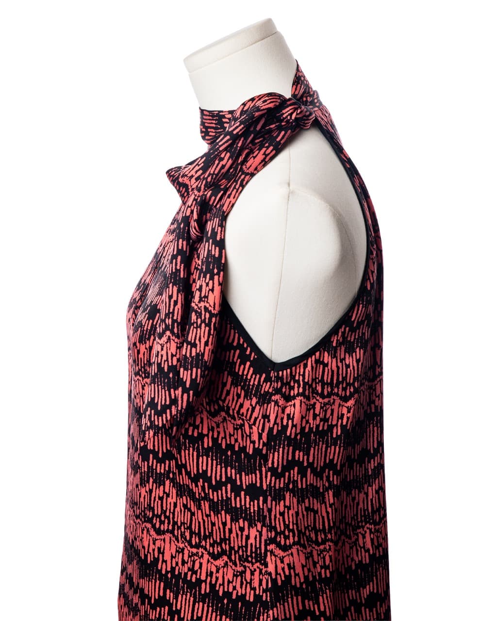 Veronica Beard Printed Silk Scarf-Neck Keyhole Top