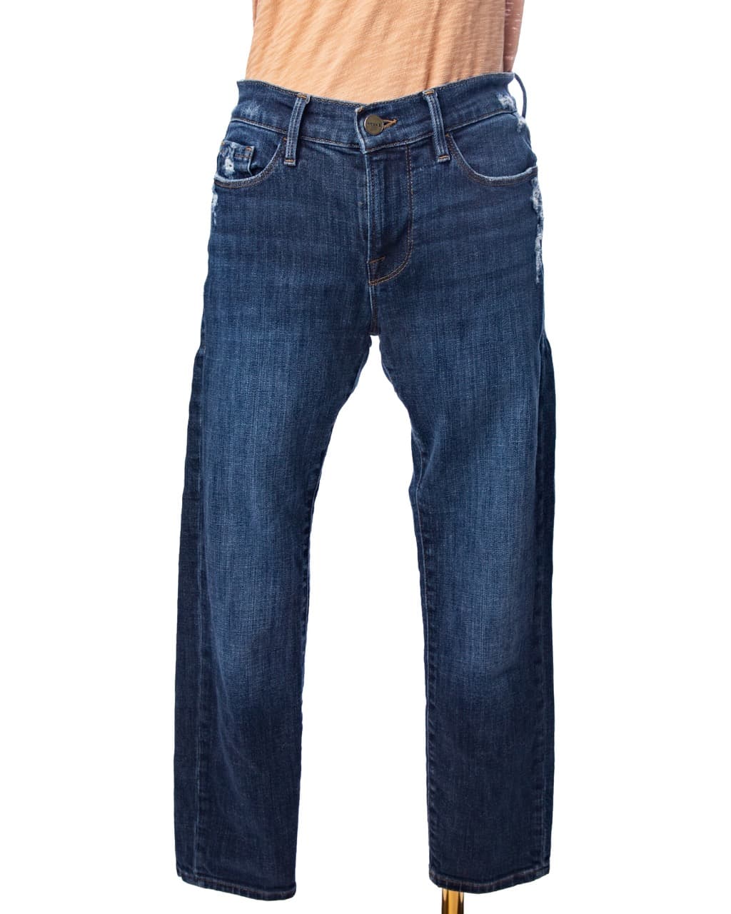 FRAME Le Garçon Crop Distressed Straight-Leg Jeans
