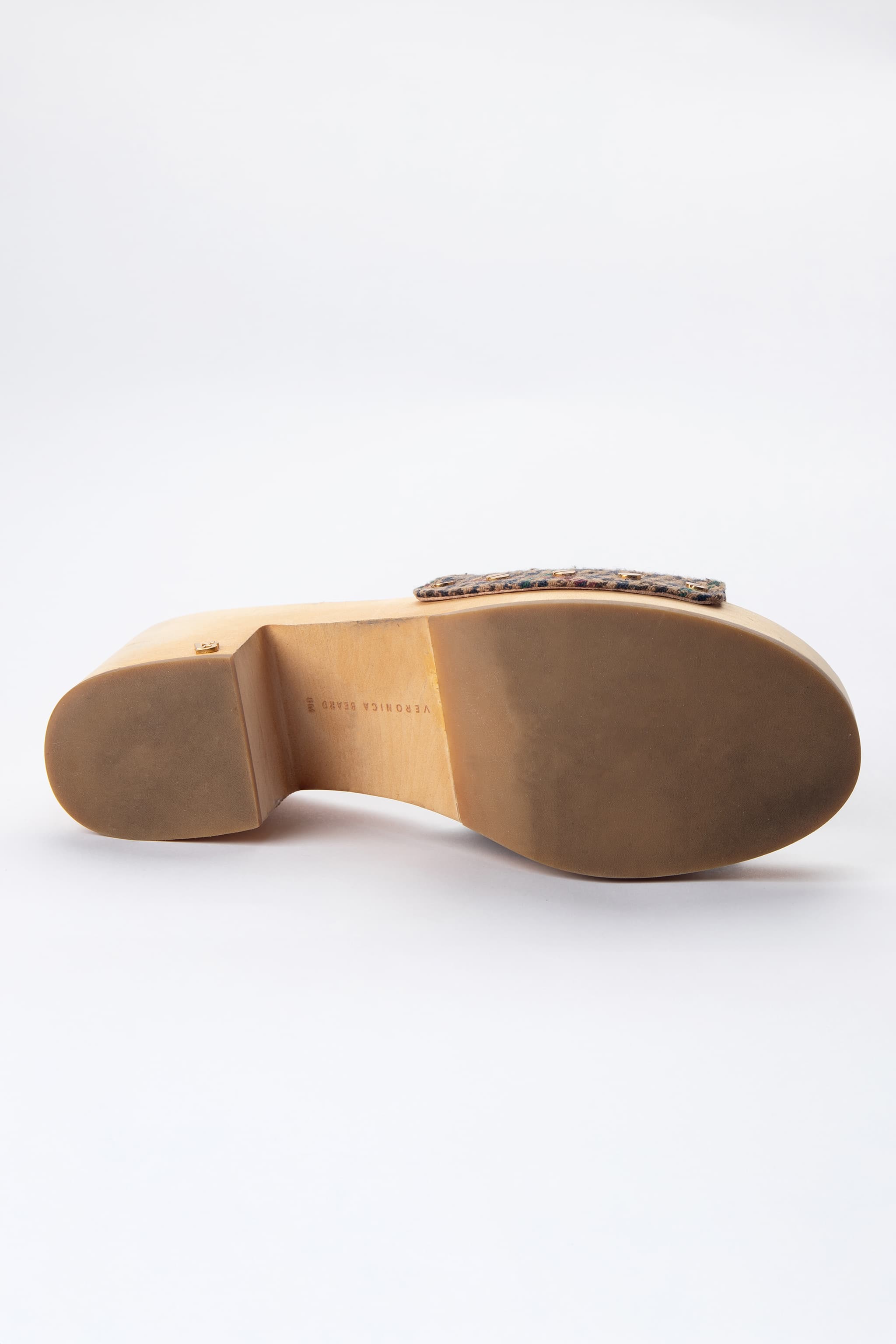 Veronica Beard Houndstooth Wood Platform Clog Sandals