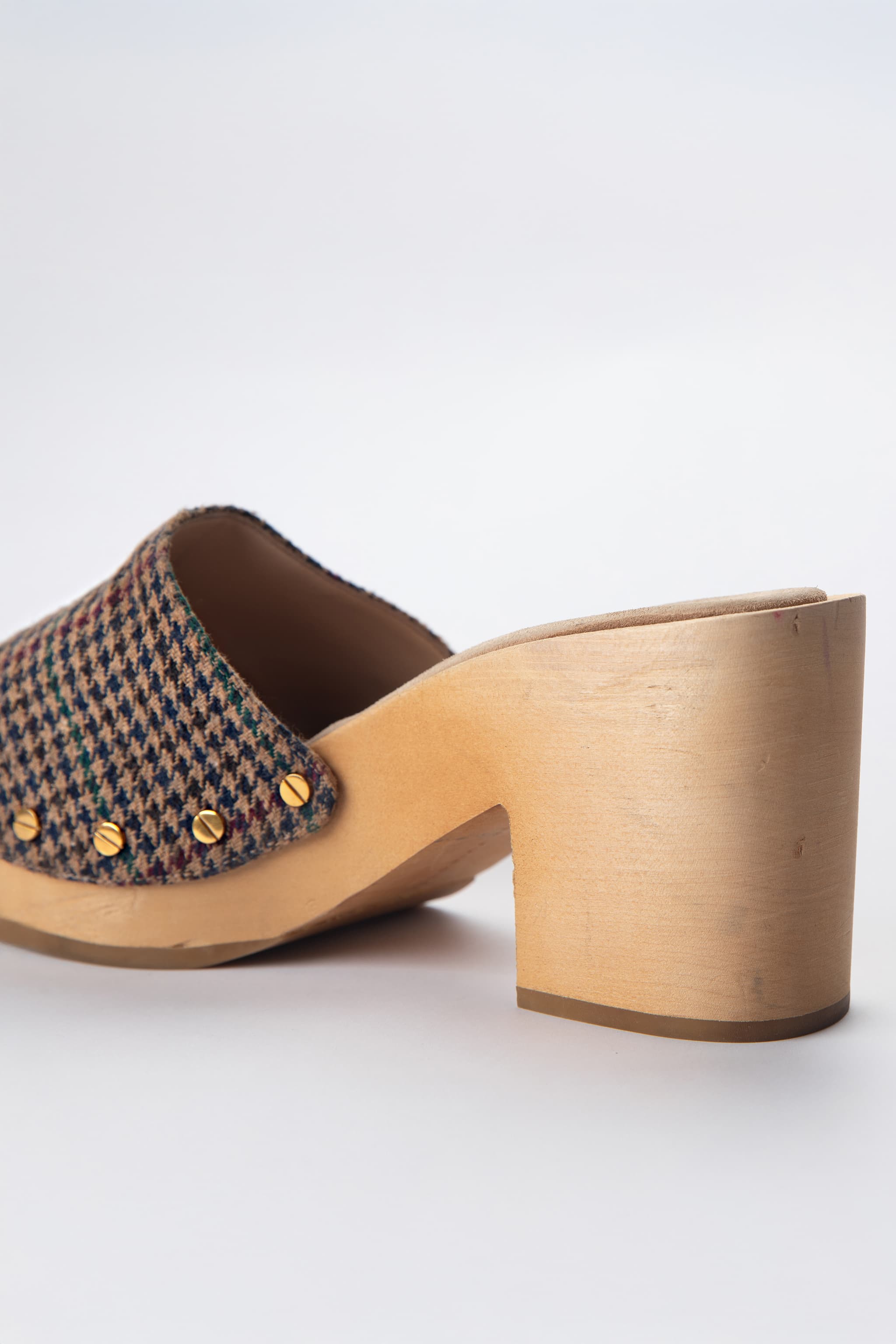 Veronica Beard Houndstooth Wood Platform Clog Sandals