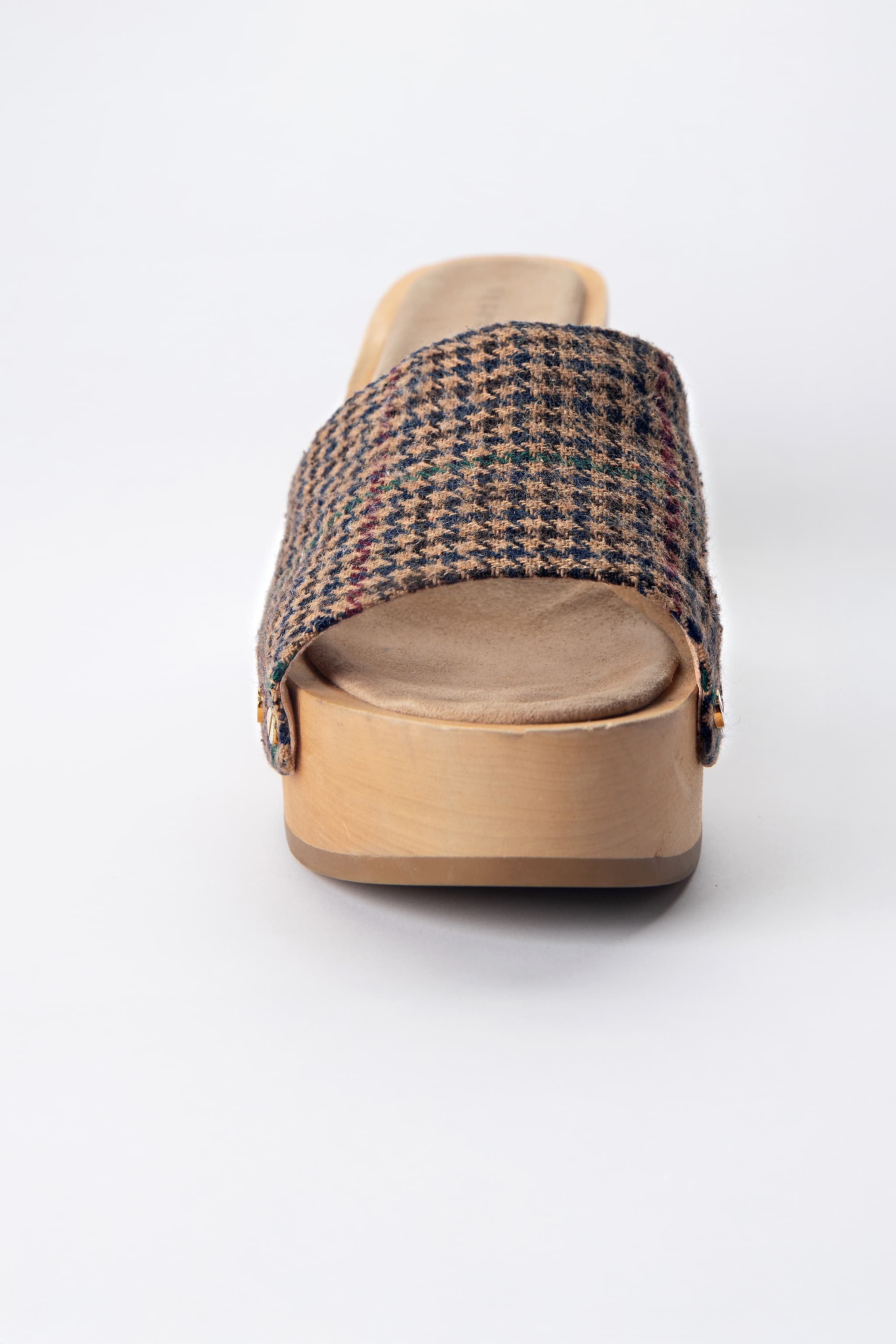 Veronica Beard Houndstooth Wood Platform Clog Sandals