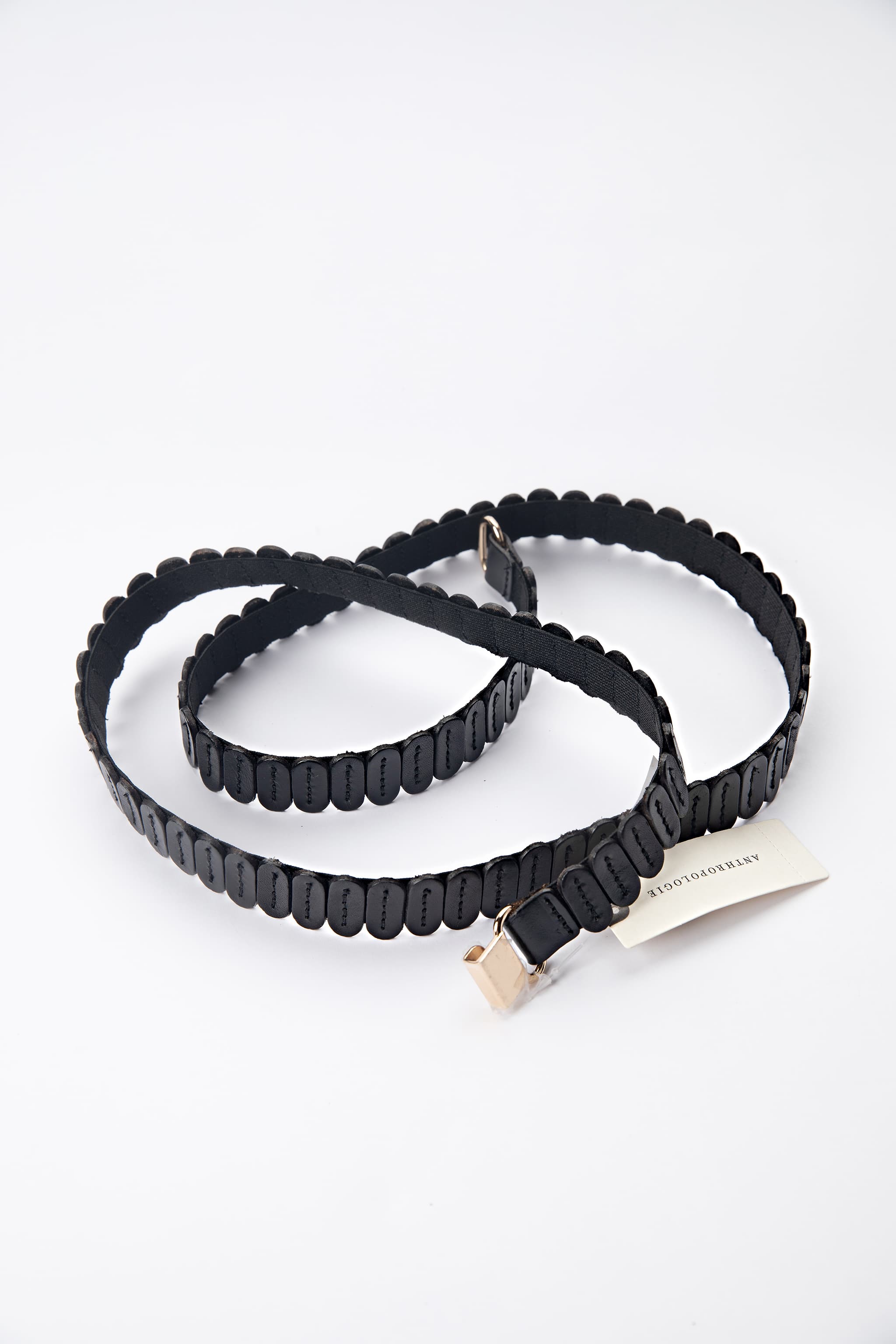 Anthropologie Leather Disc Stretch Belt