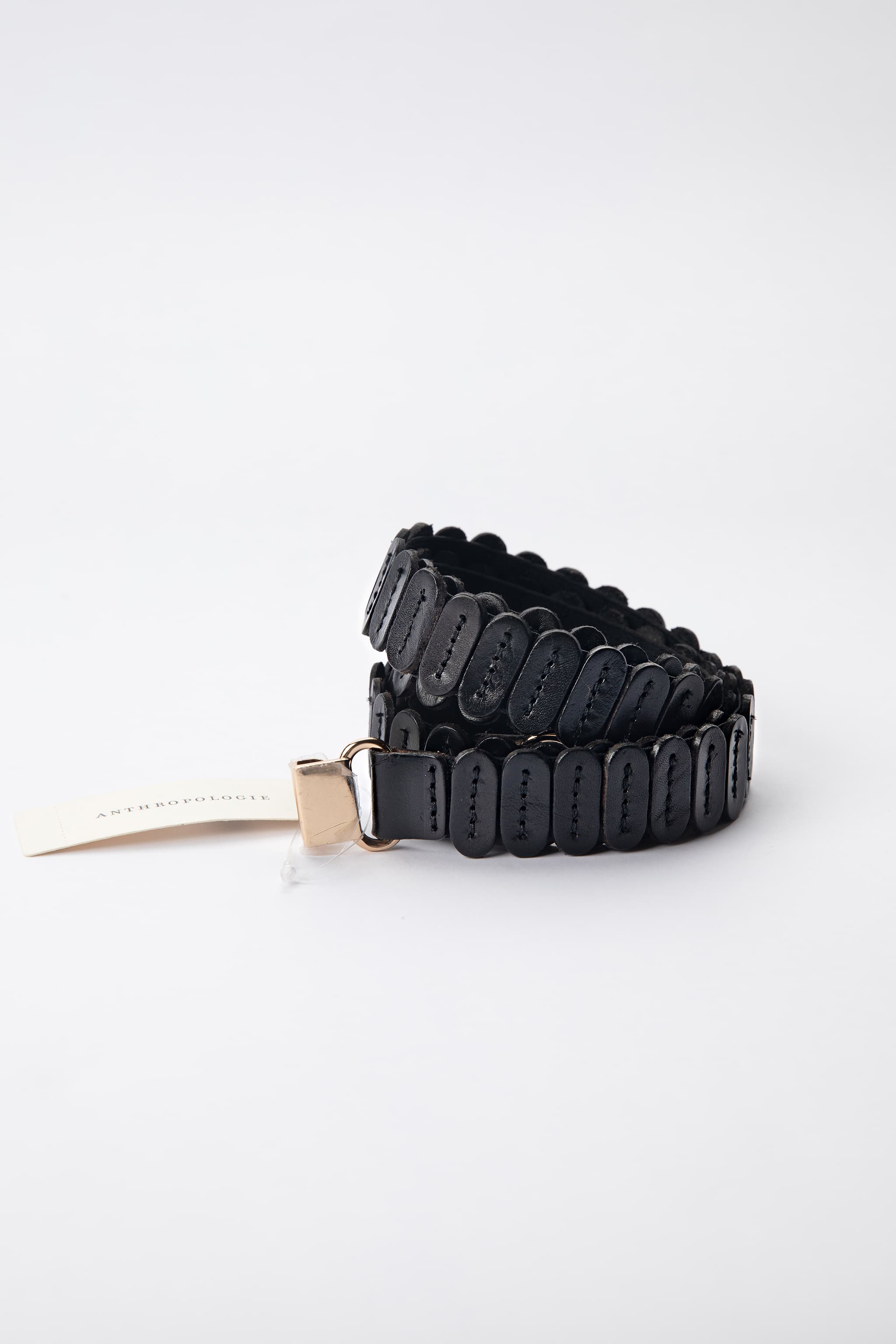 Anthropologie Leather Disc Stretch Belt