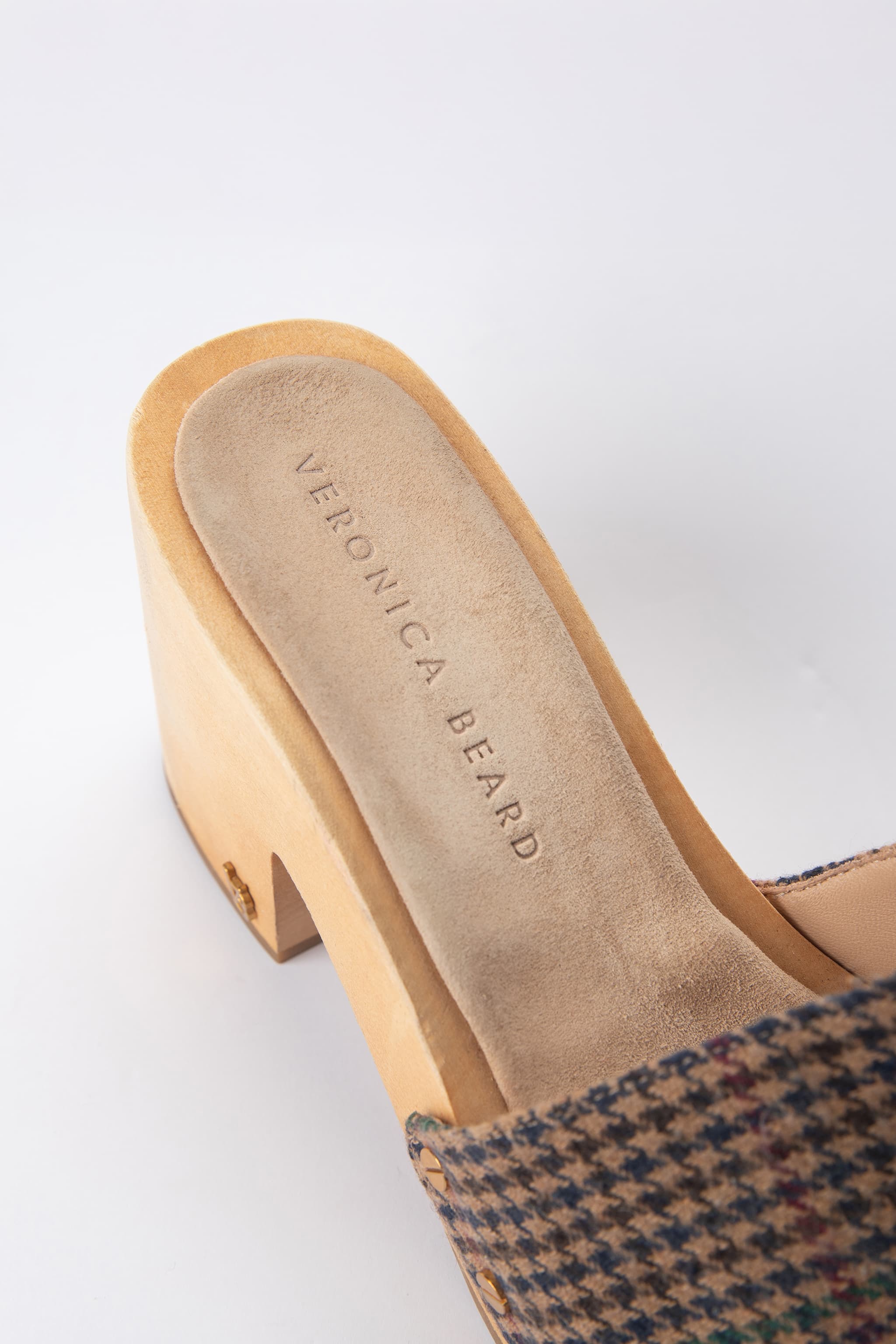 Veronica Beard Houndstooth Wood Platform Clog Sandals