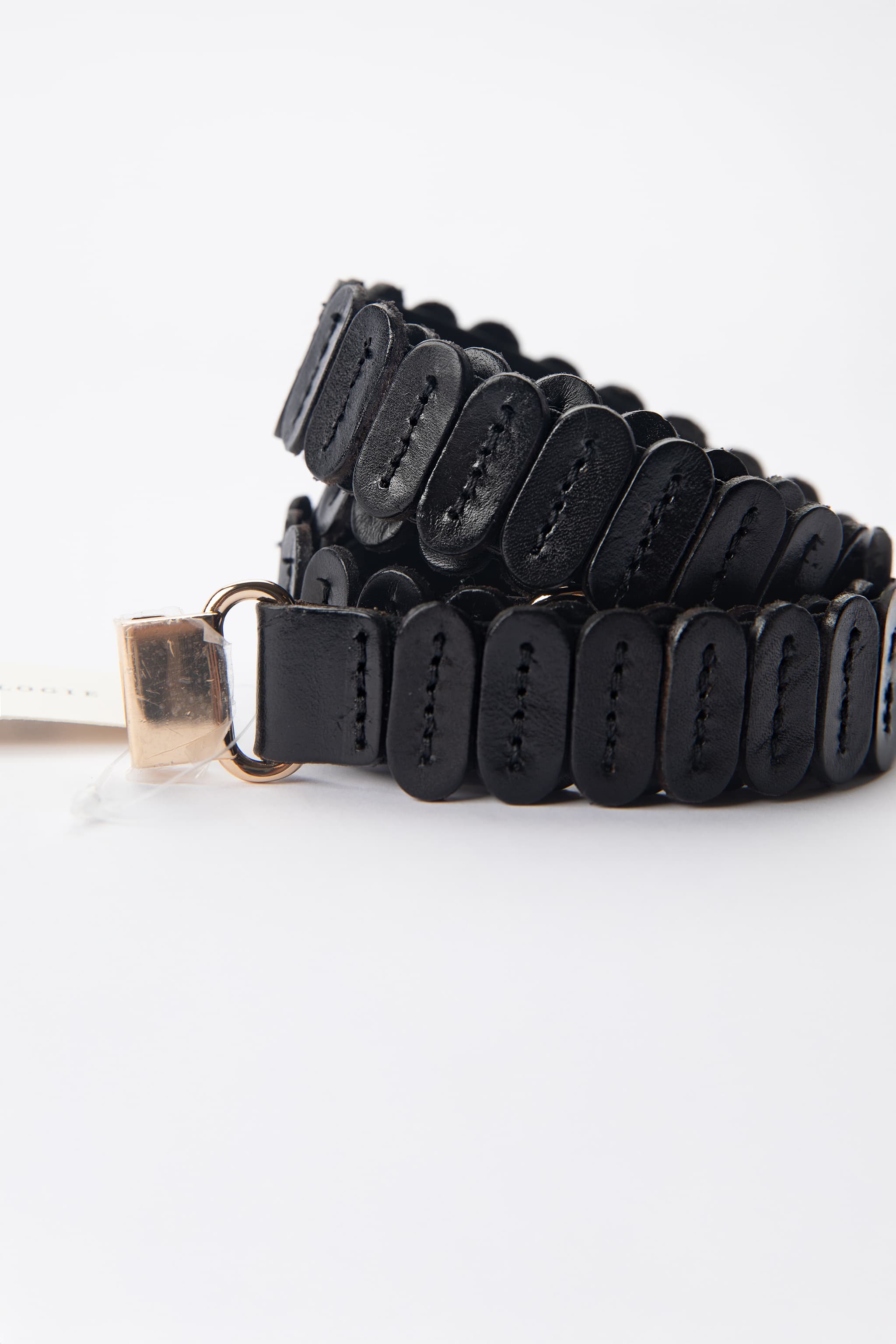Anthropologie Leather Disc Stretch Belt